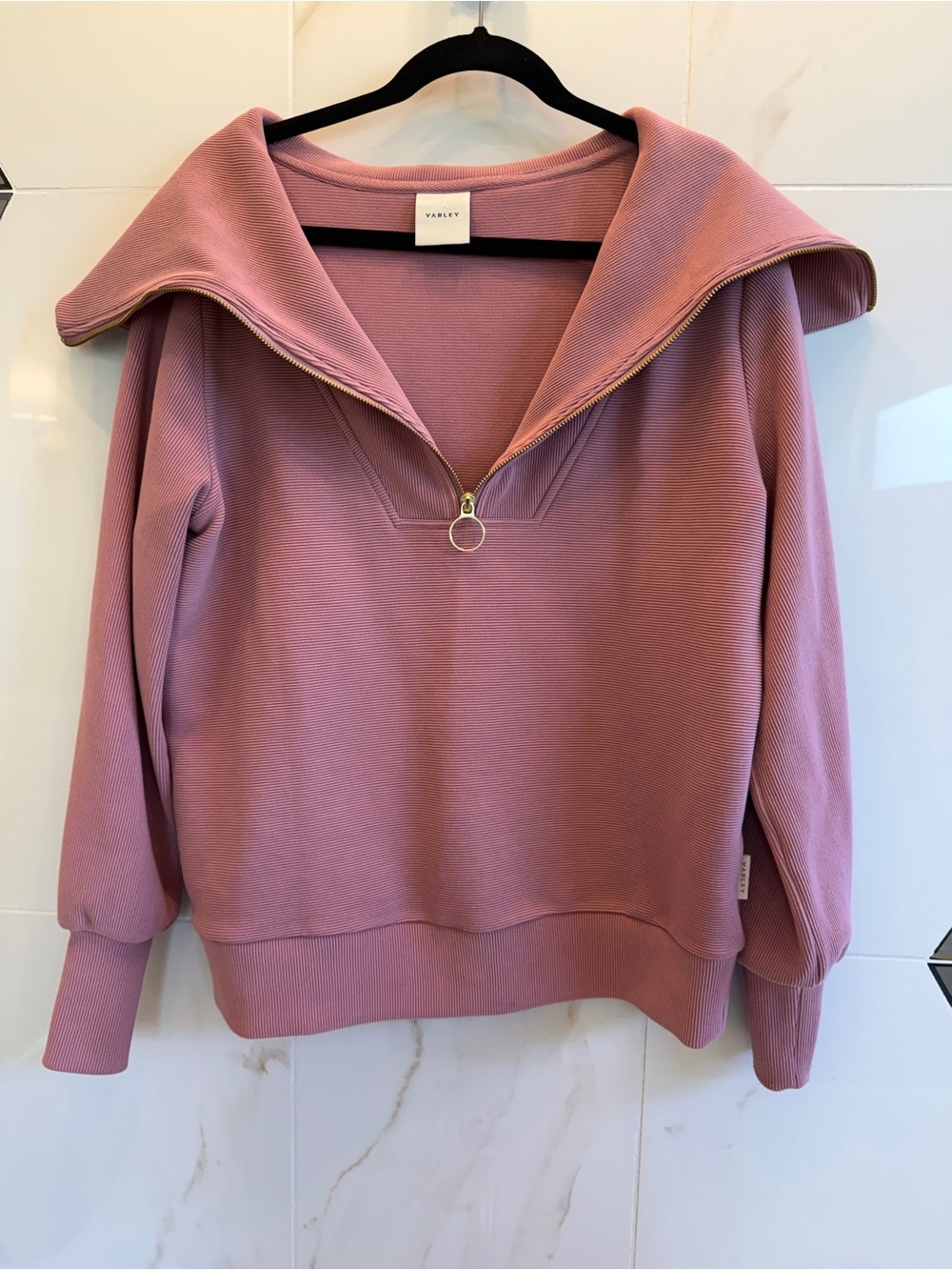Varley Vine Half Zip Ottoman Pullover Nostalgia Rose Mauve Pink Small - Picture 3 of 8